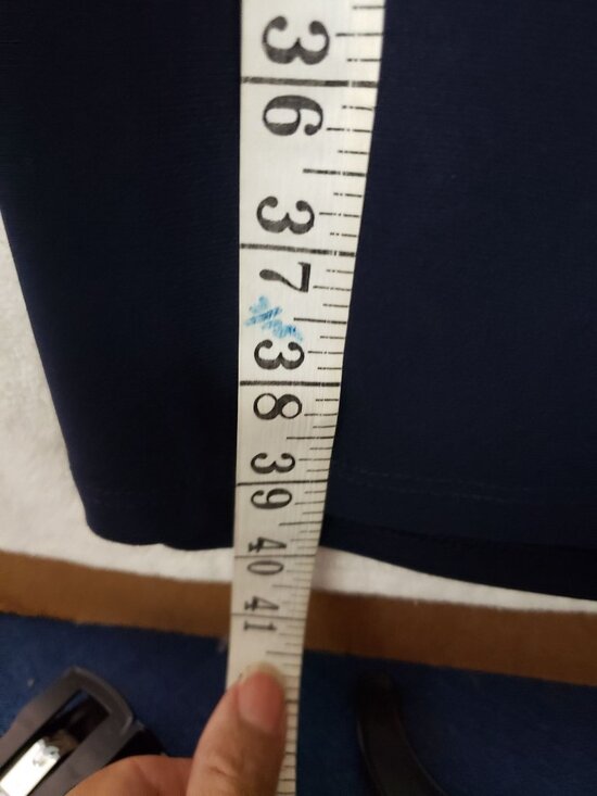 R&M Richards Sleeveless Dress W Metallic Embelishment Neckline Navy Blue Size 10 - Picture 8 of 13